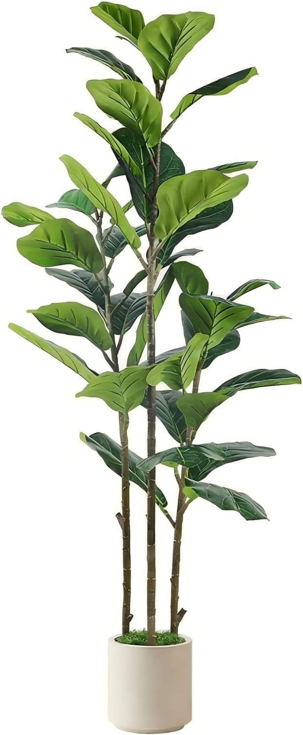 Alupssuc 5FT Artificial Fiddle Leaf Fig Tree with White Planter Pot