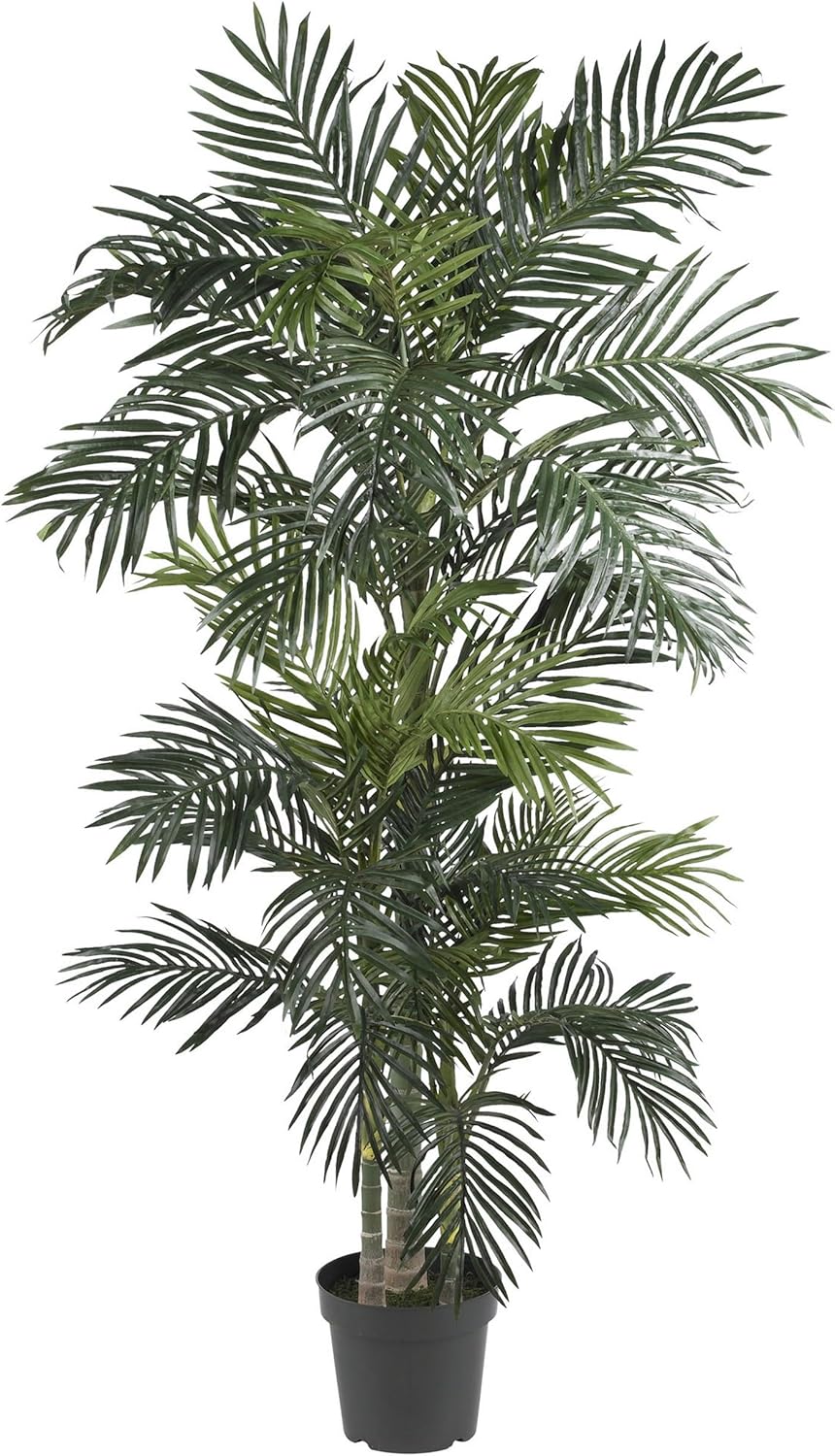 Nearly Natural 6.5ft Artificial Golden Cane Palm Tree,